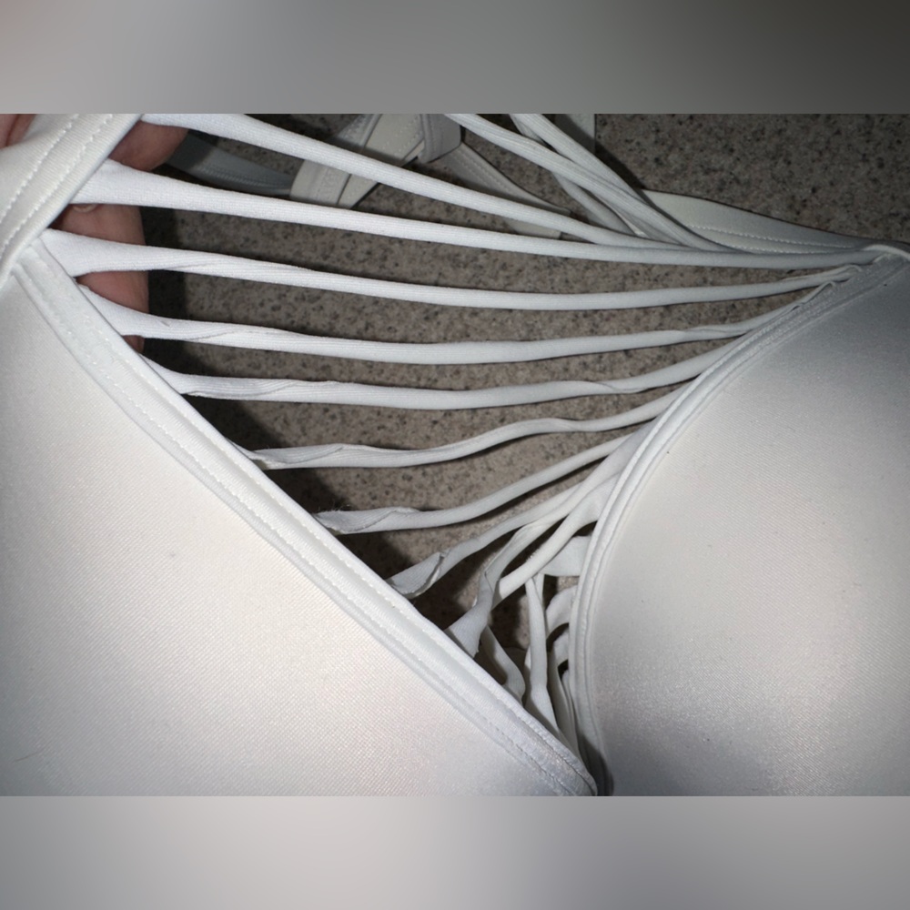 NWOT Victoria’s Secret swim Bikini white Hottie plus 1 cup strappy halter 36DD - Picture 3 of 7